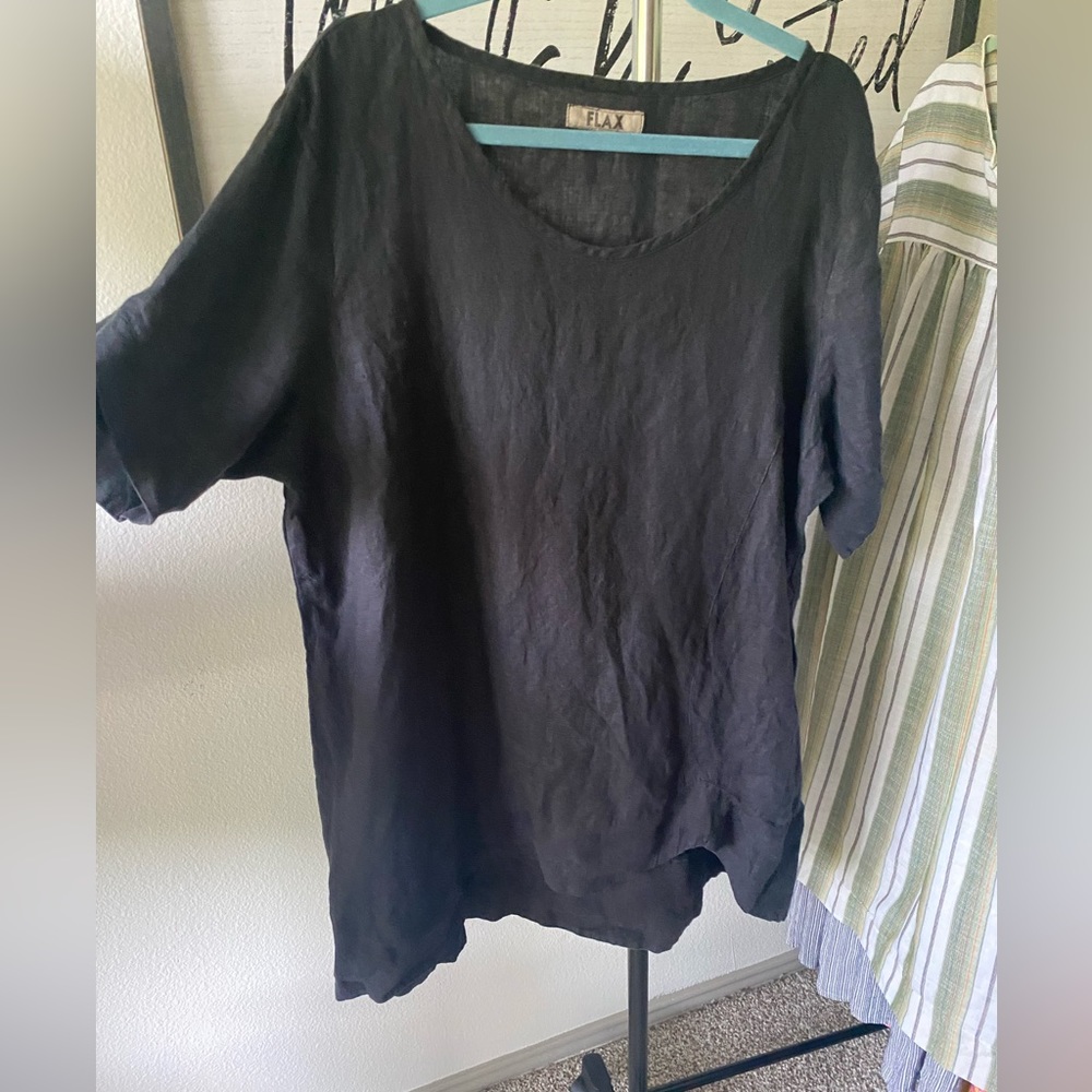 Flax Black Linen Tunic Dress